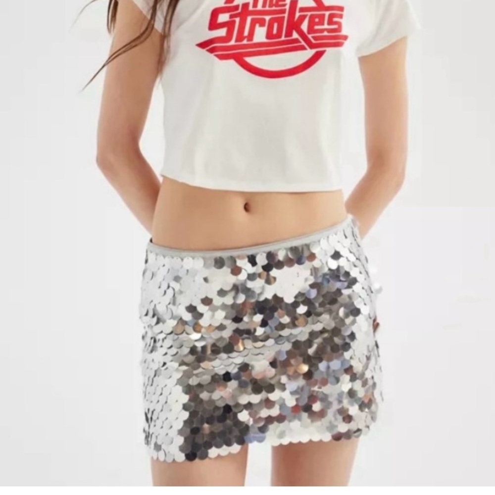 Urban Outfitters Silver Sequin Mini Skirt